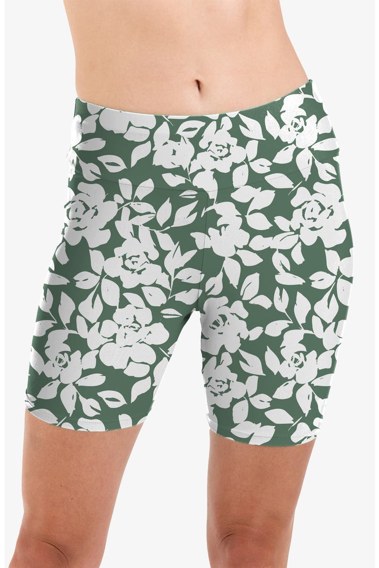 Mid-Thigh Swim Shorts, Main, color, Sage Green Roses