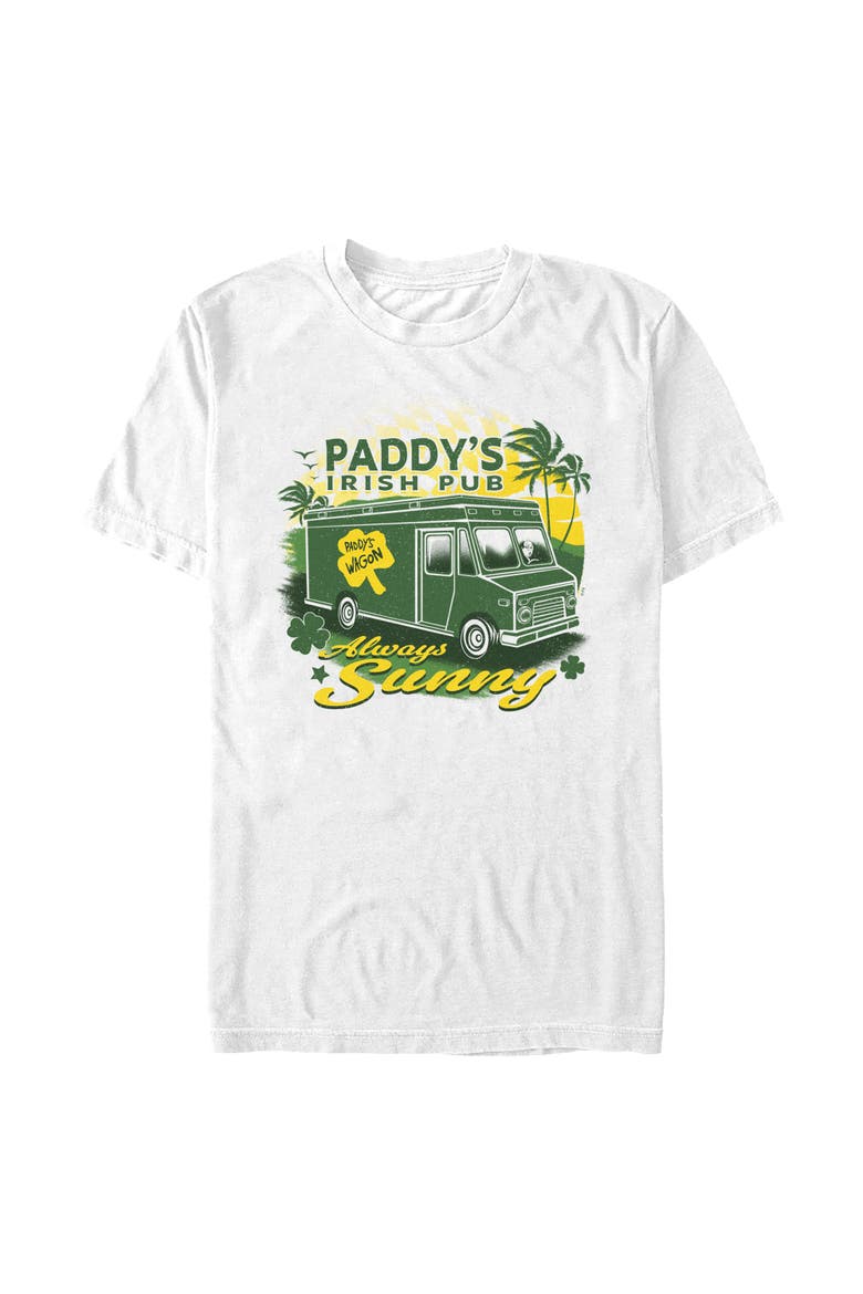Mens It's Always Sunny in Philadelphia St. Patrick's Day Paddy's Wagon T Shirt, Alternate, color, White