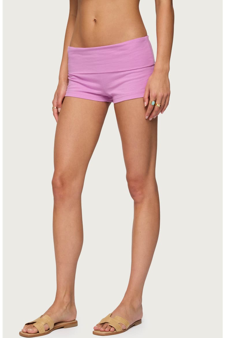 Fleur Foldover Shorts, Alternate, color, PINK