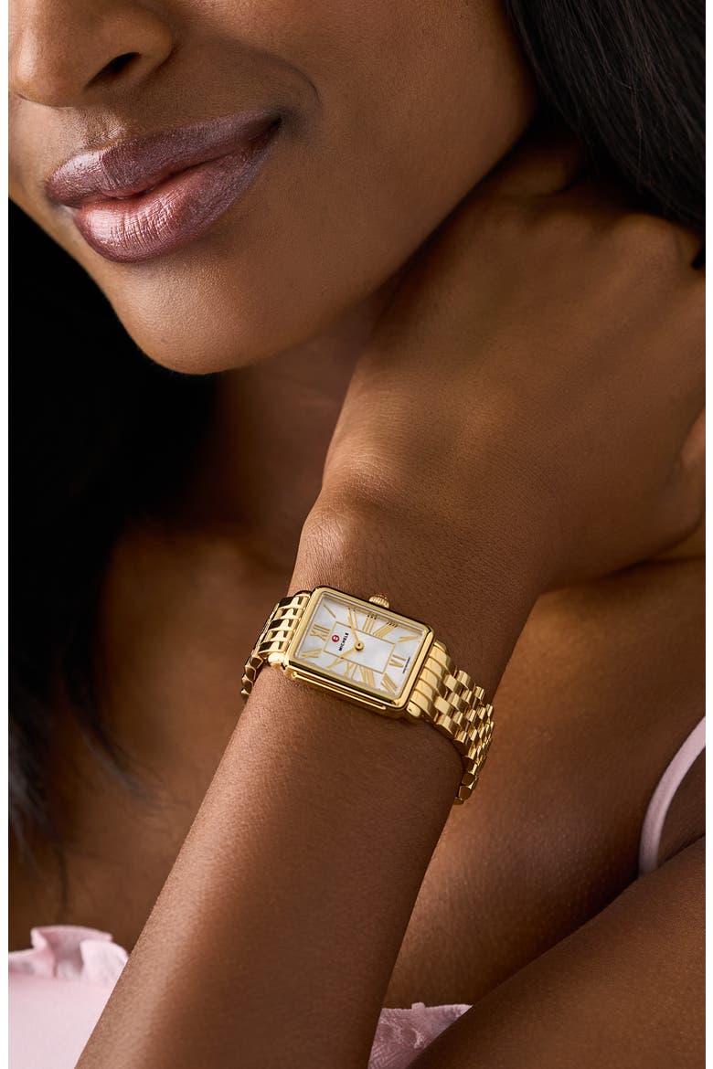 Deco Park Mother-of-Pearl Bracelet Watch, 23mm x 29mm, Alternate, color, GOLD