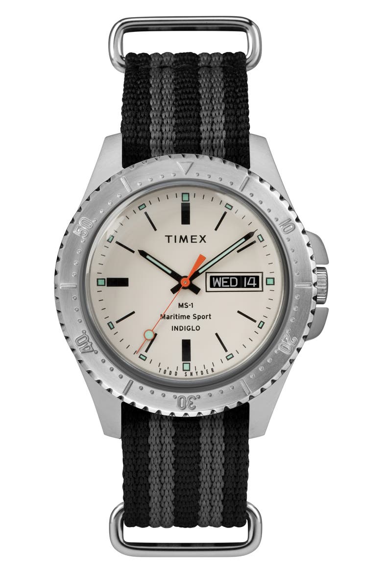 The Maritime NATO Strap Watch, 41mm, Main, color, WHITE/ BLACK/ GREY