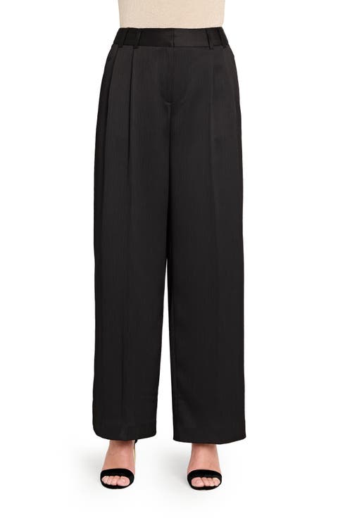 Crinkled Satin Wide Leg Pants