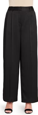 Tahari ASL Crinkled Satin Wide Leg Pants