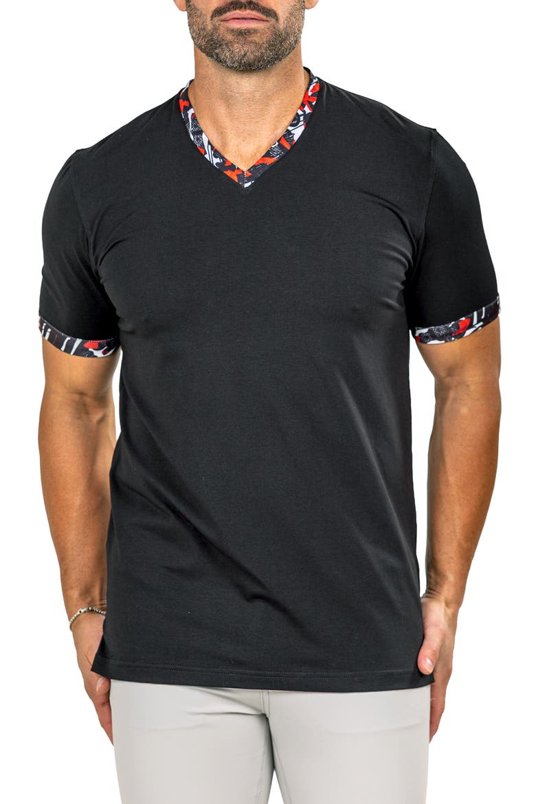 Edison Marthyr0004 Black Cotton V-Neck T-Shirt, Main, color, BLACK