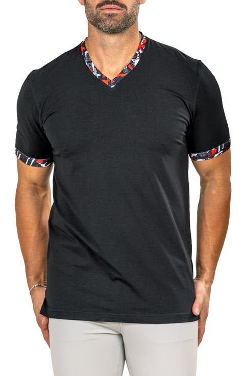 Edison Marthyr0004 Black Cotton V-Neck T-Shirt