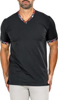 Maceoo Edison Marthyr0004 Black Cotton V-Neck T-Shirt