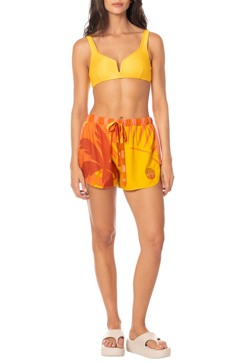 Instintc Print Ryto Cover-Up Shorts, Main, color, OPEN ORANGE