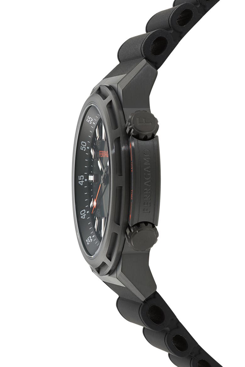 Sport Silicone Strap Watch, 46mm, Alternate, color, IP BLACK