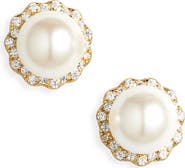 ARGENTO VIVO Cubic Zirconia Halo Faux Pearl Stud Earrings