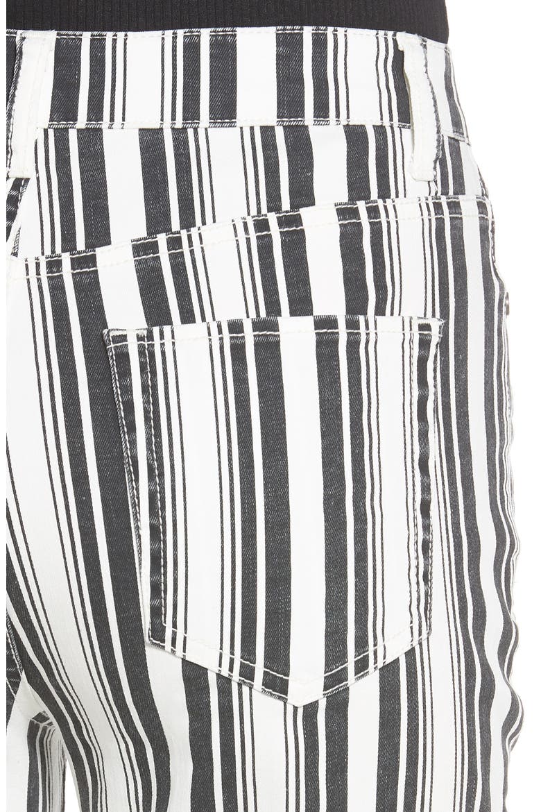 Stripe Crop Flare Jeans, Alternate, color, WHITE BLACK