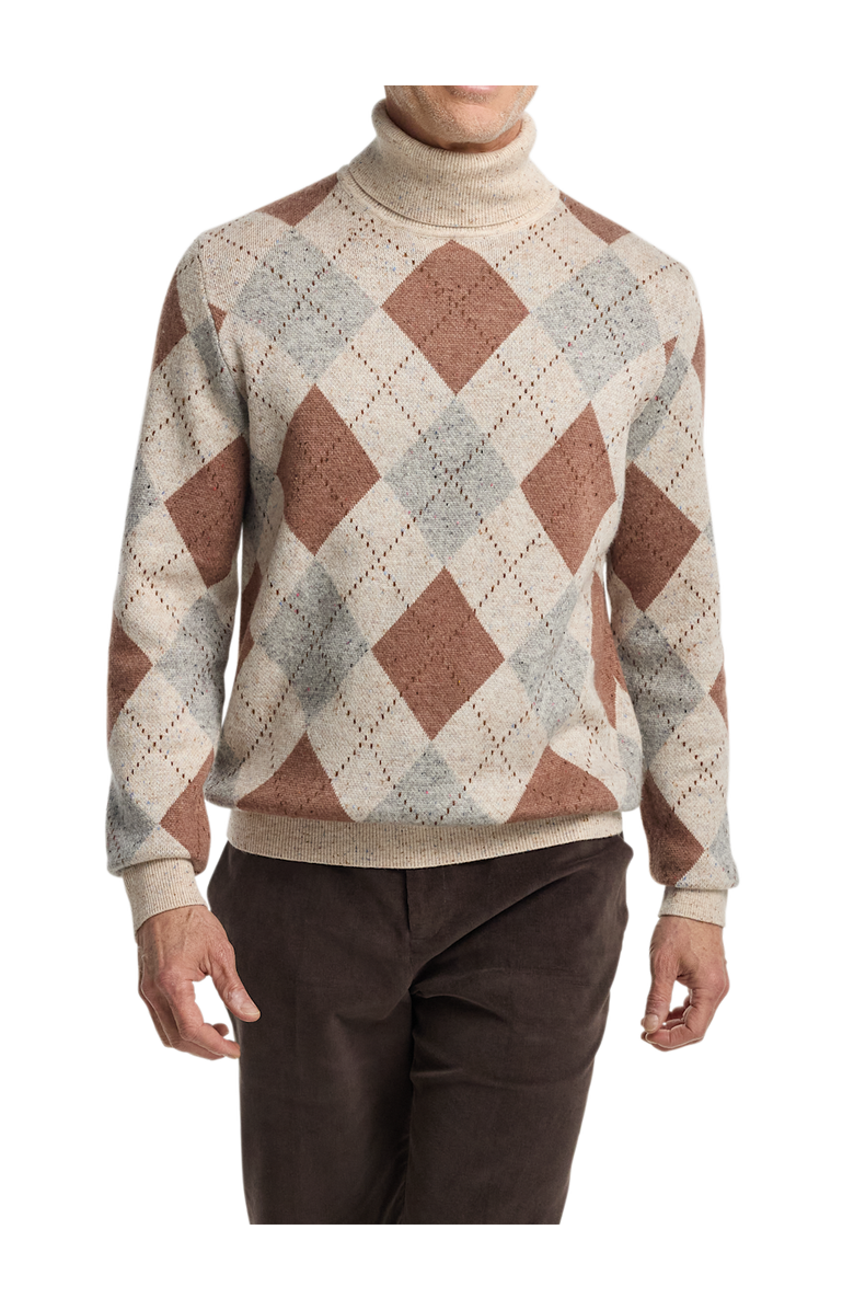 Paul Fredrick Donegal Turtleneck Sweater, Alternate, color, Ivory Multi