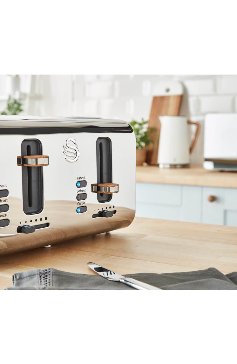 Swan Nordic Four Slice Toaster, Alternate, color, White