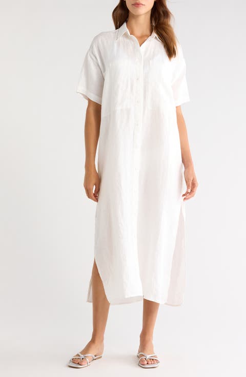 Getaway Linen Shirt Dress Cover-Up