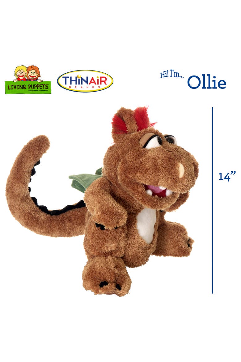Ollie The Brown Dragon 14" Plush Hand Puppet, Alternate, color, Brown