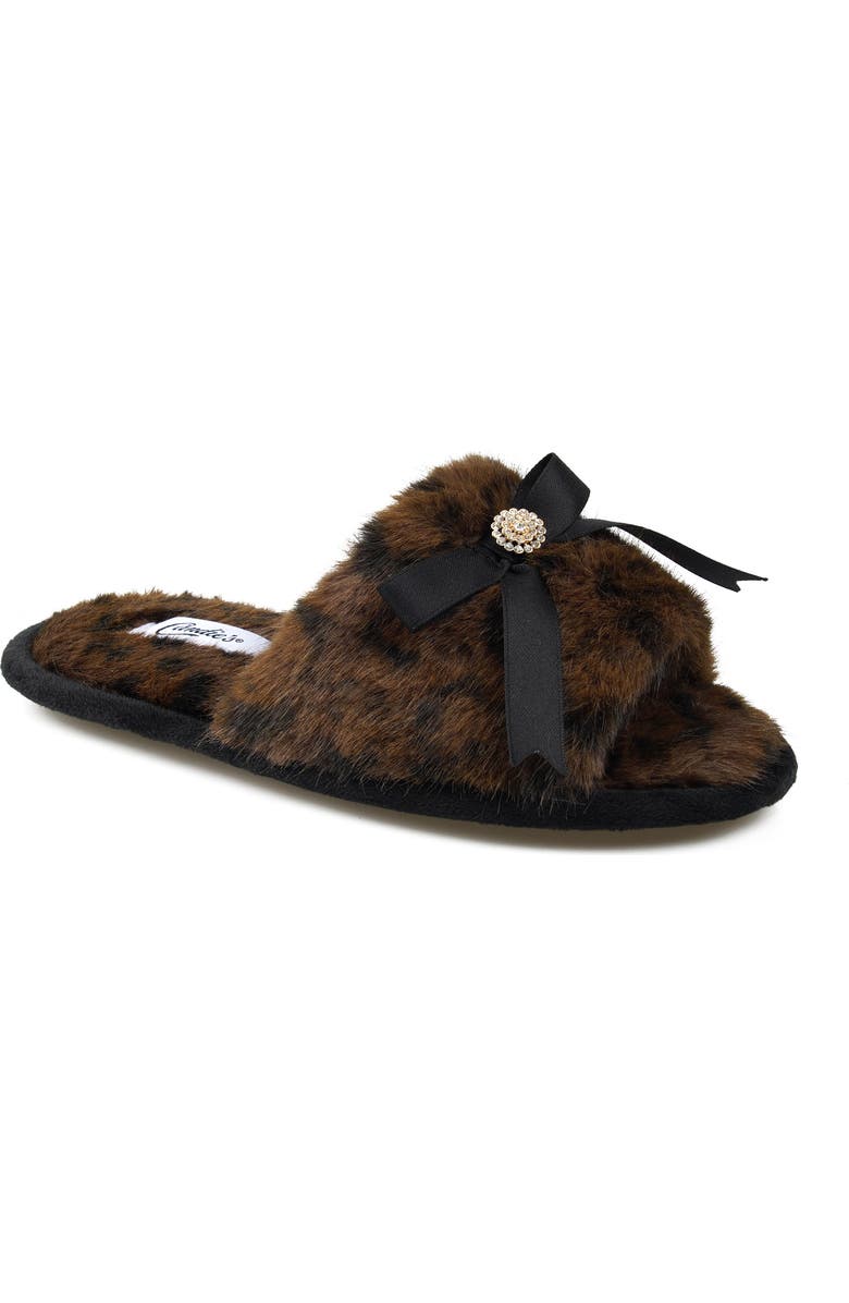 Candie's Wendy Faux Fur Slide Sandal, Main, color, Brown