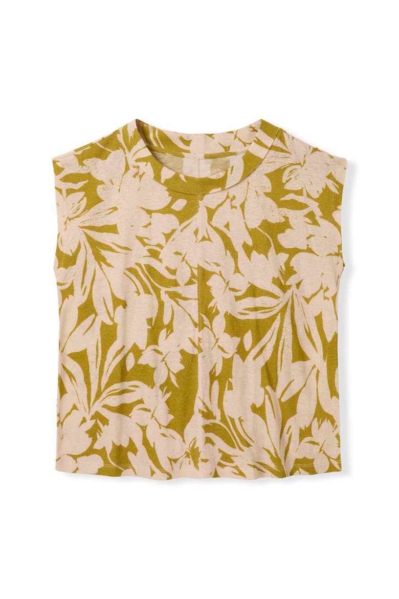Sleeveless Floral Jersey Top, Alternate, color, Moss Floral