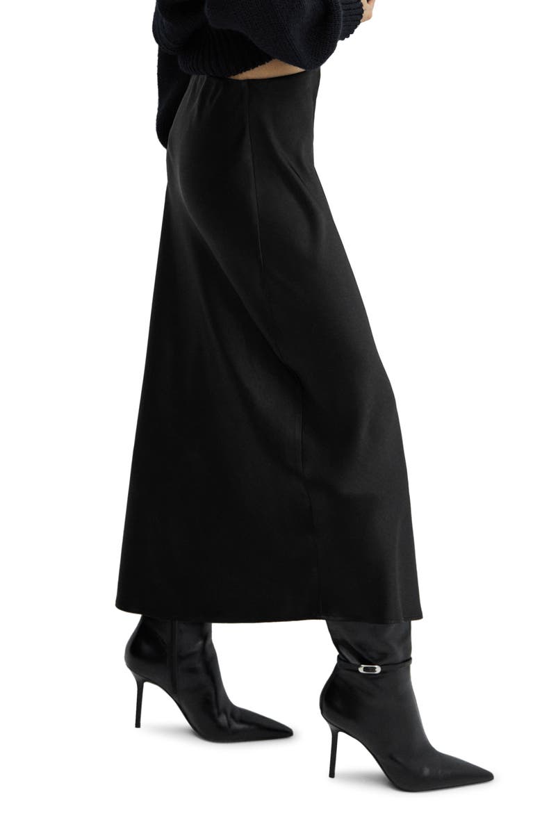 Satin Midi Skirt, Alternate, color, BLACK