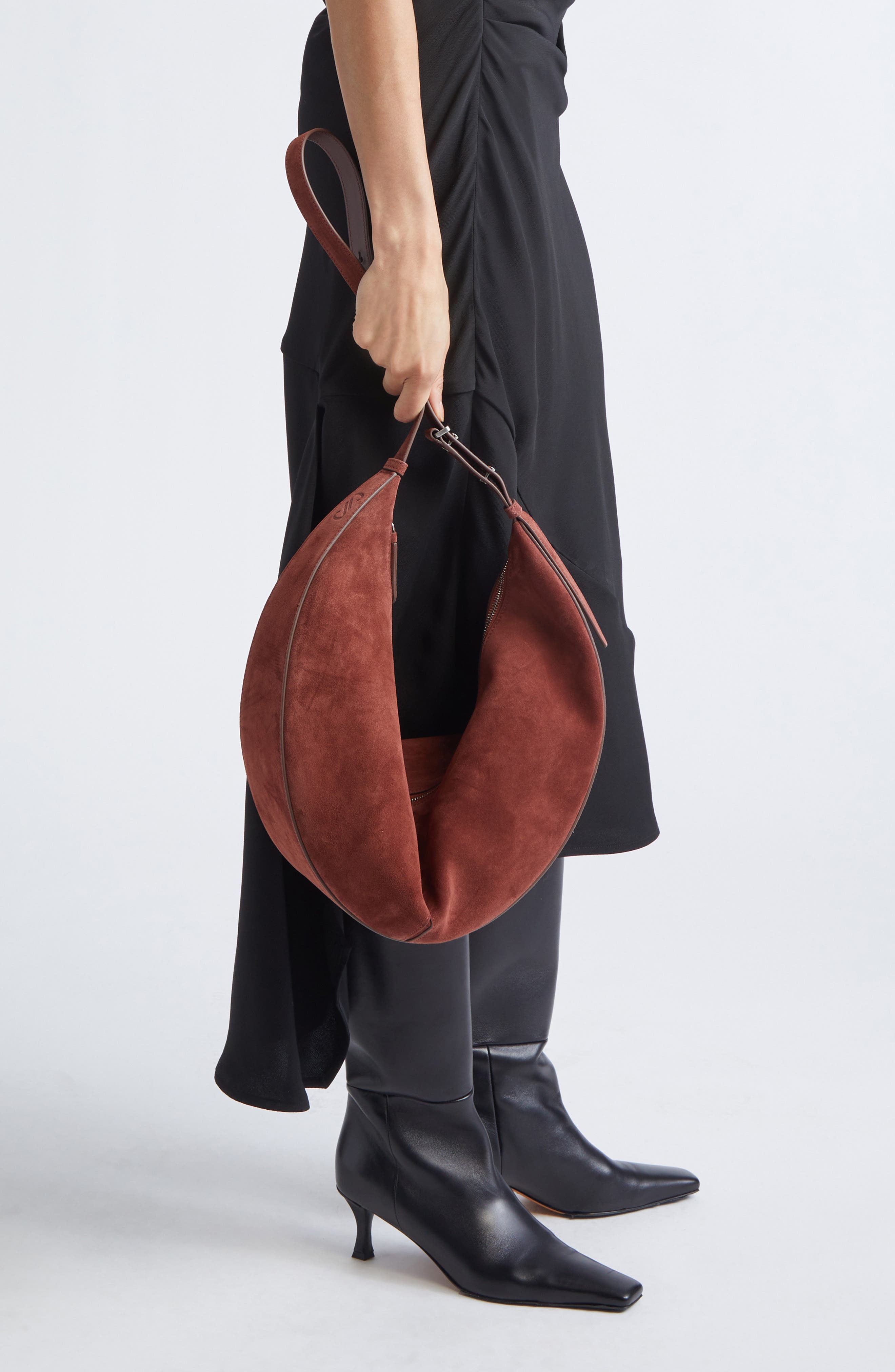 Proenza Schouler Slide Suede Hobo Bag, Alternate, color, Rust