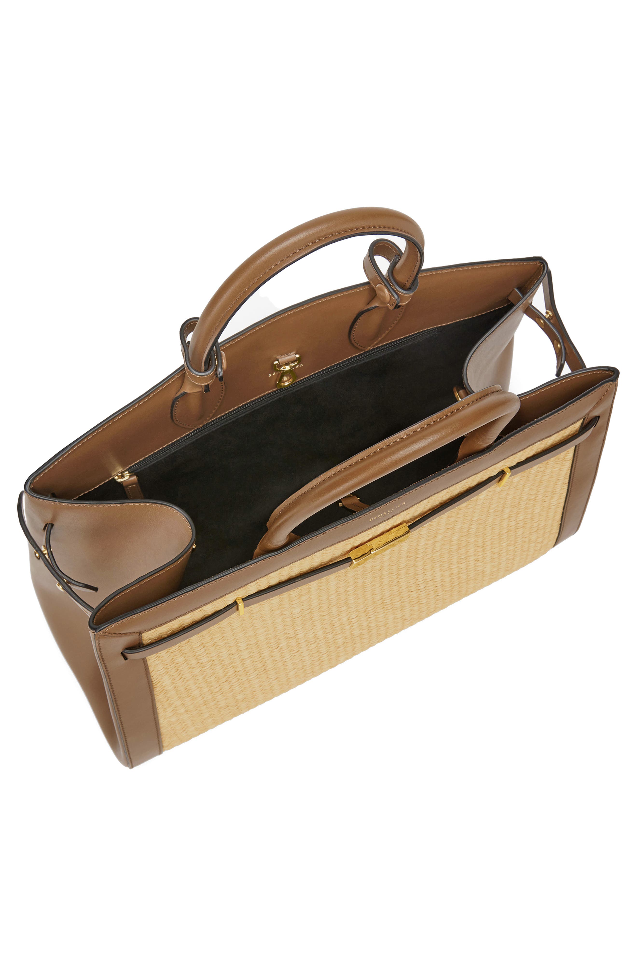 DeMellier The Hudson Raffia & Leather Top Handle Bag, Alternate, color, 