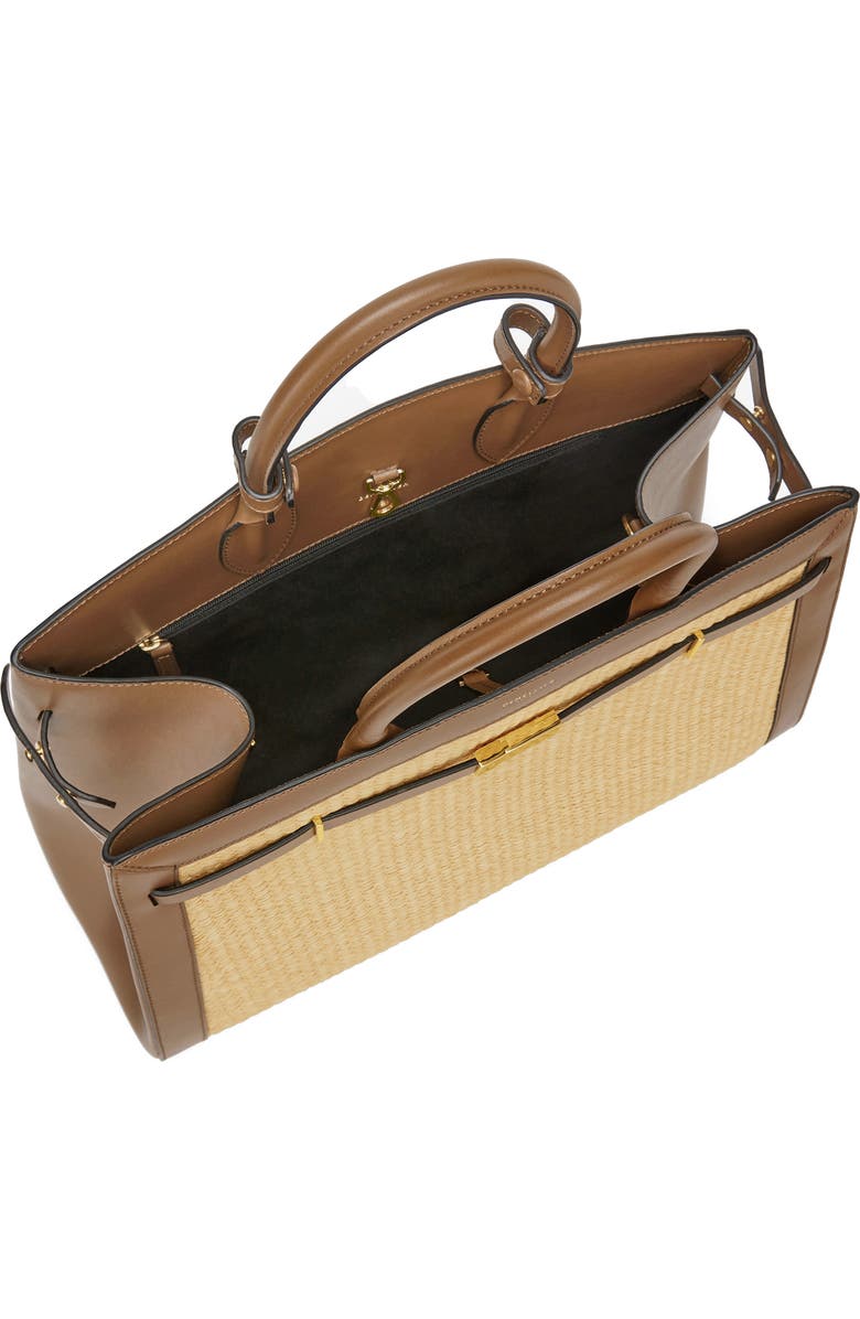 DeMellier The Hudson Raffia & Leather Top Handle Bag, Alternate, color,