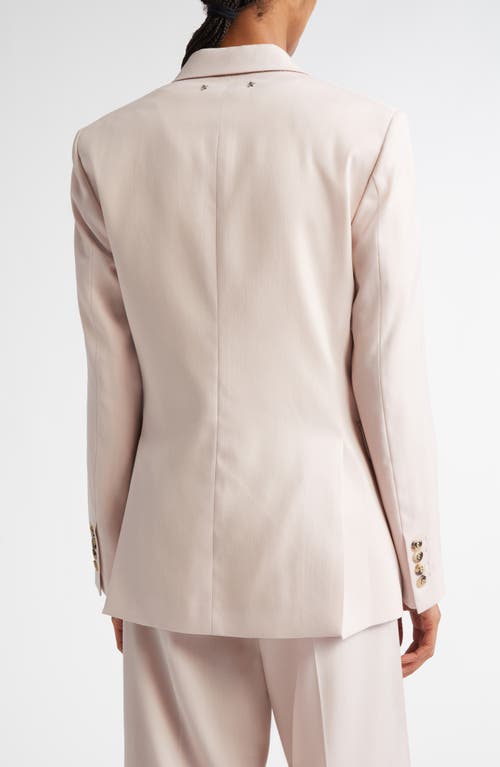 Golden Goose Pink Double-breasted Jacket With Peak Revers And Logo Plaque Detail In Shadow Gray