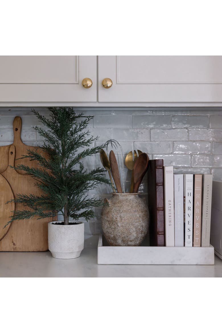 2' Faux Cedar Tree, Set of 2, Alternate, color, Crème