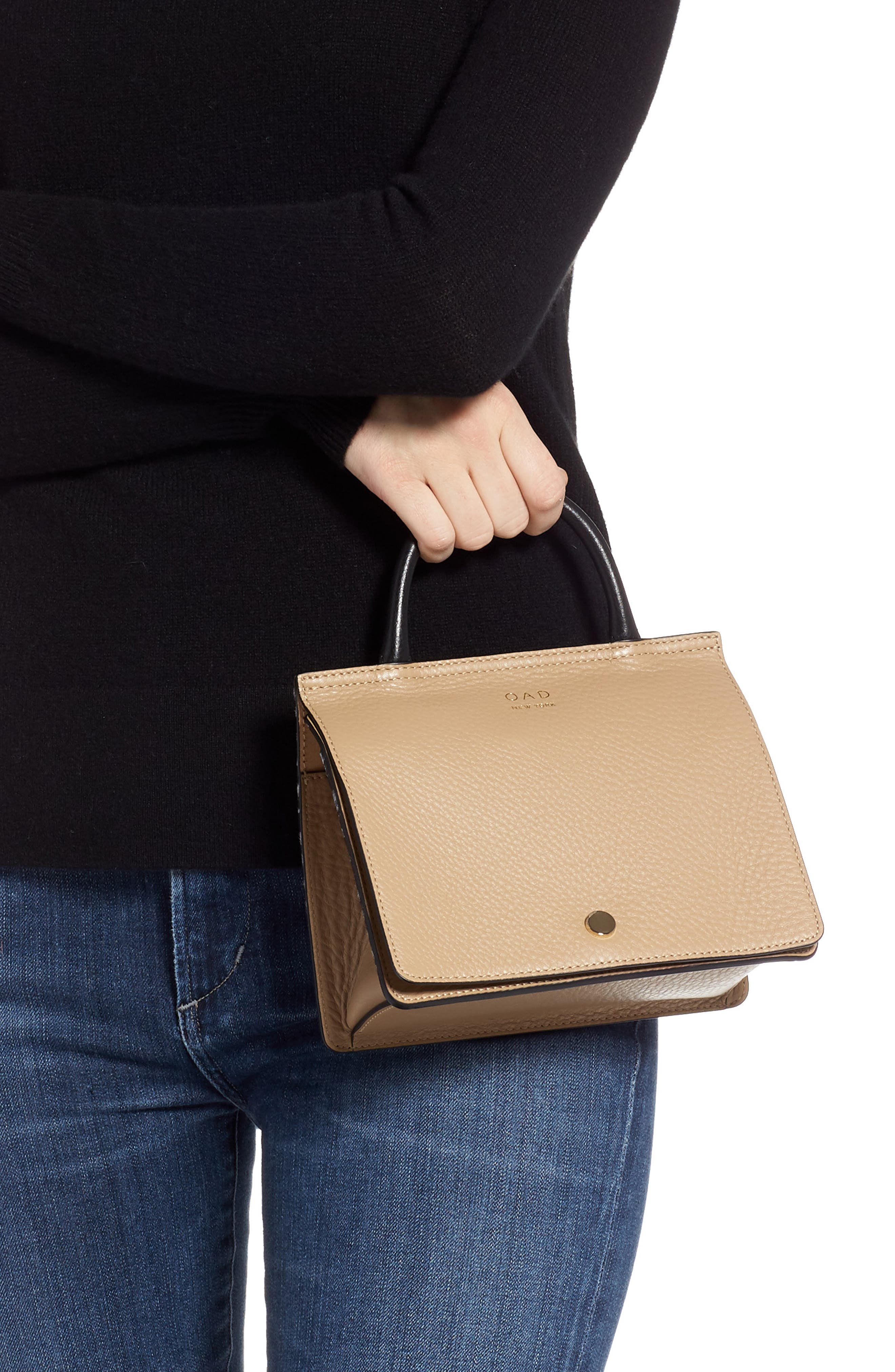 Mini Prism Convertible Satchel, Alternate, color, ALMOND/ TRUE BLACK/ DARK WINE