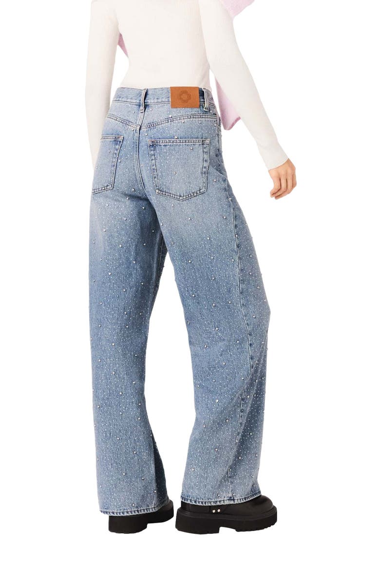 Wide-leg all-over rhinestone jeans, Alternate, color, Blue