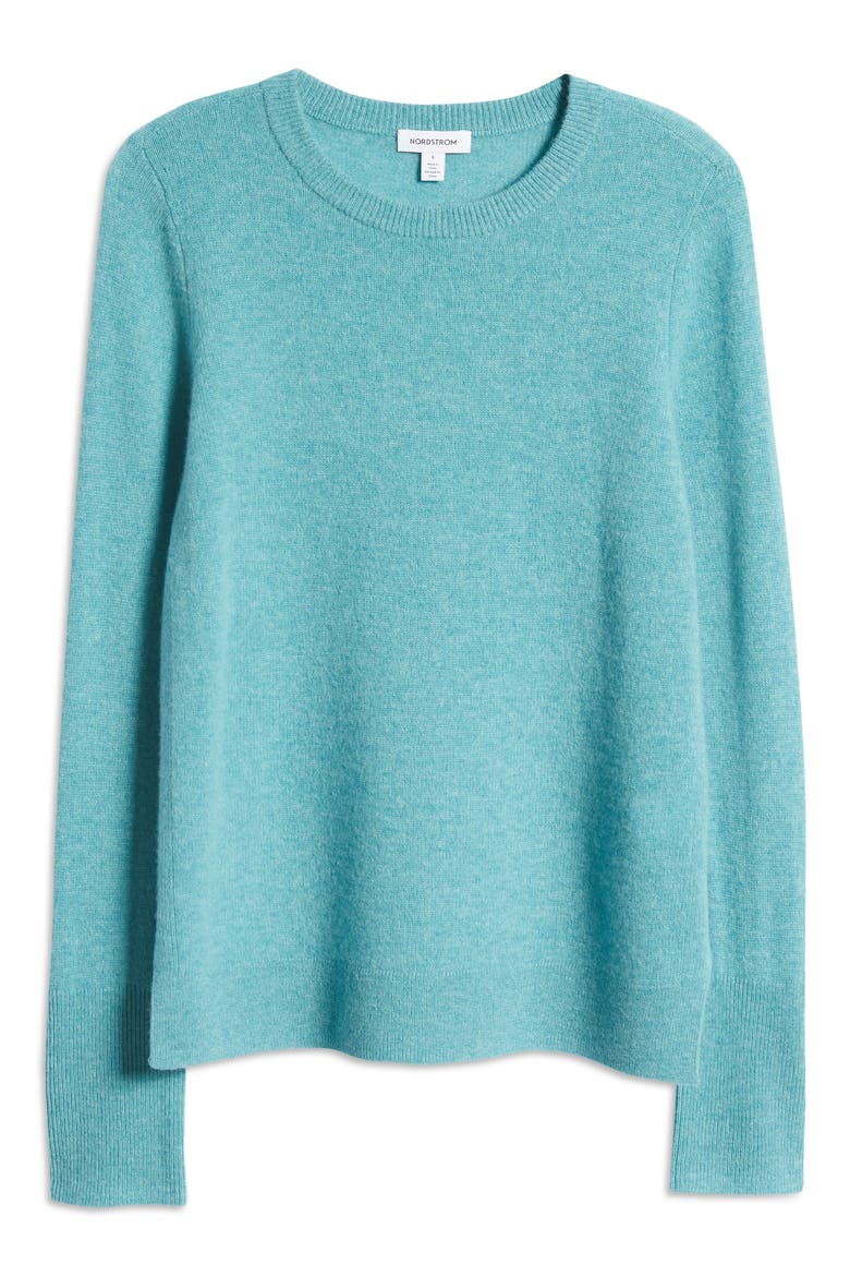 Cashmere Sweater, Alternate, color, TEAL TITANIC HEATHER