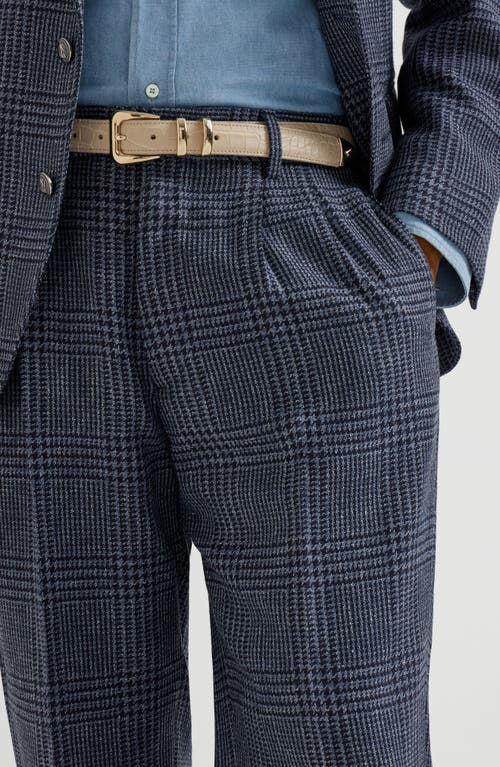 Brunello Cucinelli Prince Of Wales Double-pleated Check Trousers In Blue