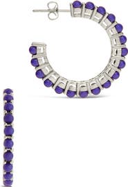 Sterling Forever Crystal Beaded Hoop Earrings
