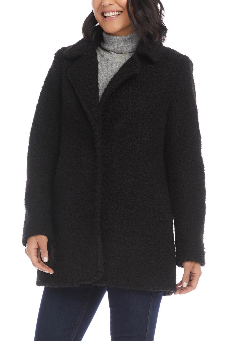 Bouclé Coat, Alternate, color, BLACK