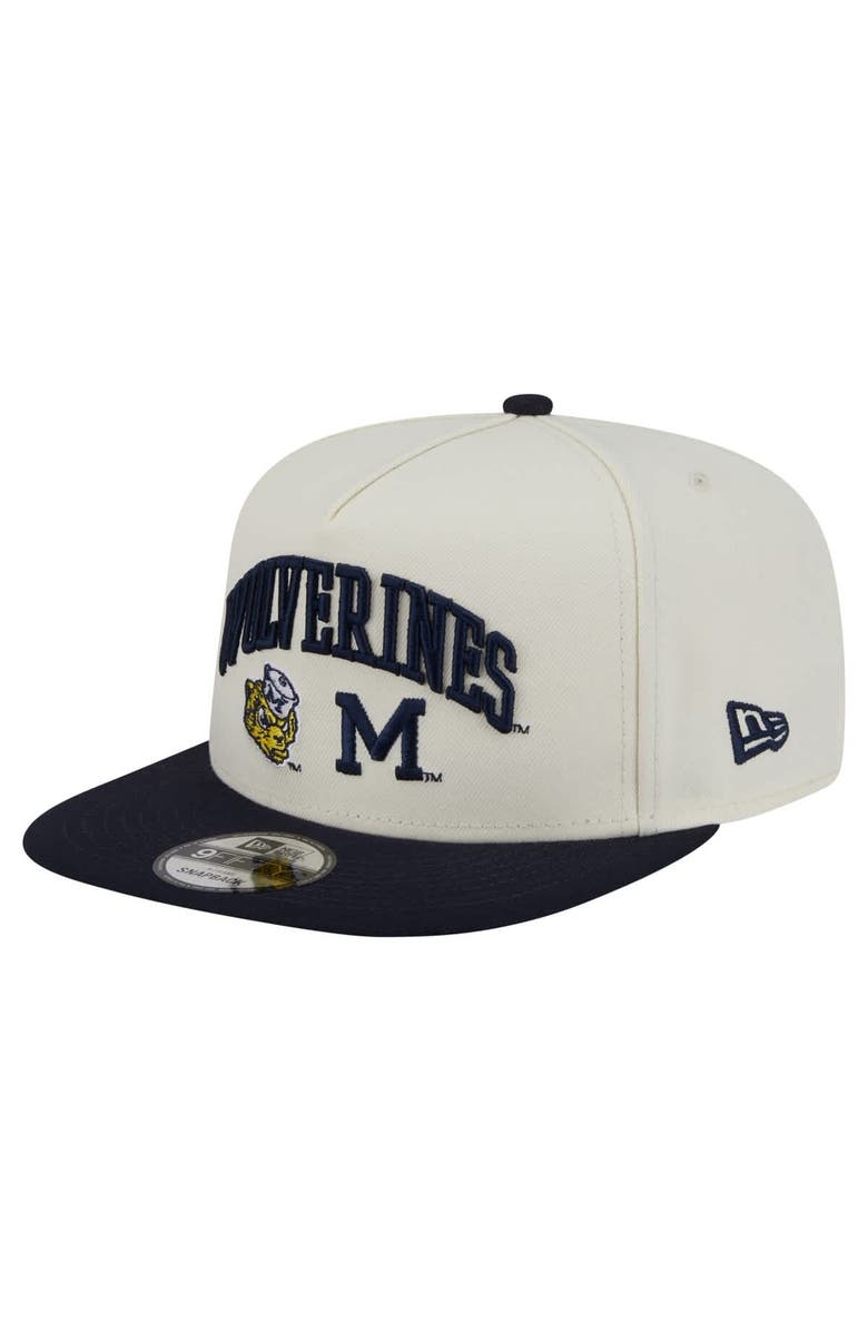 New Era Men's New Era White Michigan Wolverines Collegiate 9FIFTY A-Frame Snapback Hat, Main, color, White
