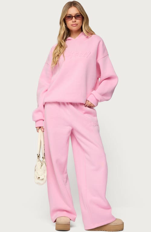 Edikted Pastel Edit Logo Wide Leg Sweatpants In Pink