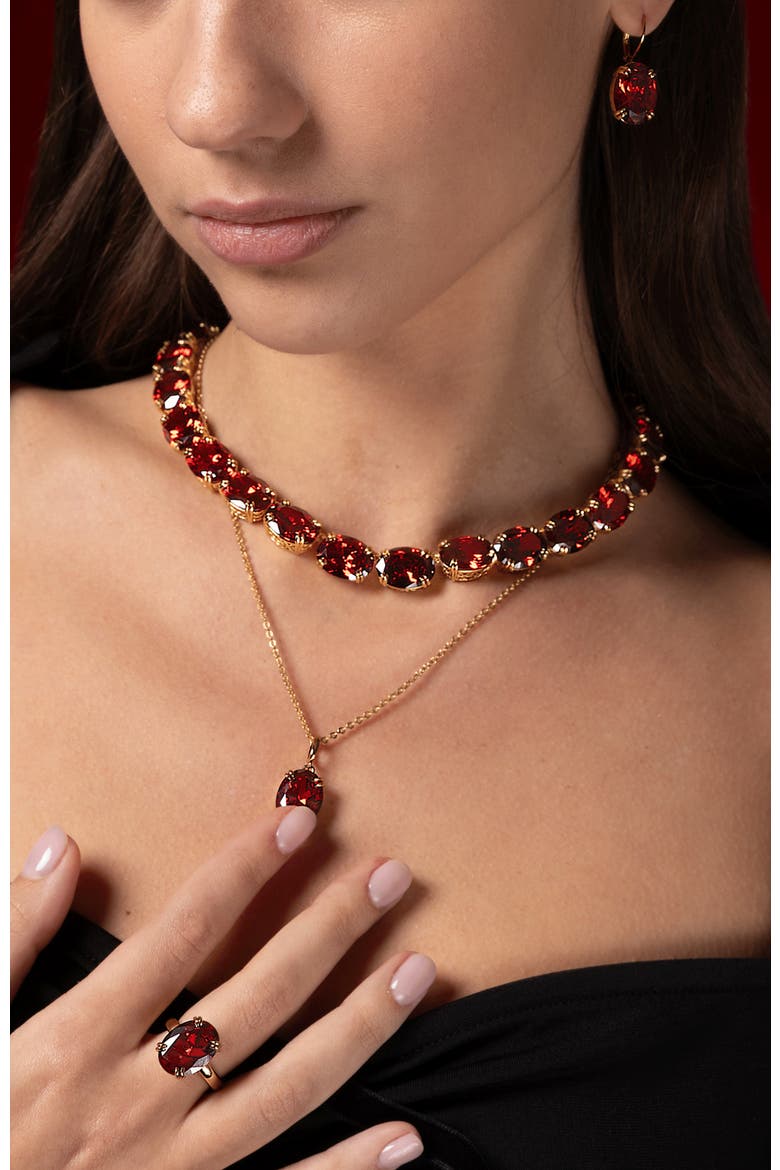 Cherry Glow Earrings, Alternate, color, Red & Gold