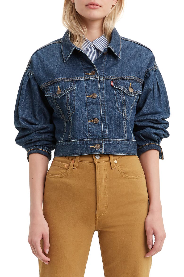 Levi's® Pleated Sleeve Trucker Jacket, Main, color, PRINCESS DI