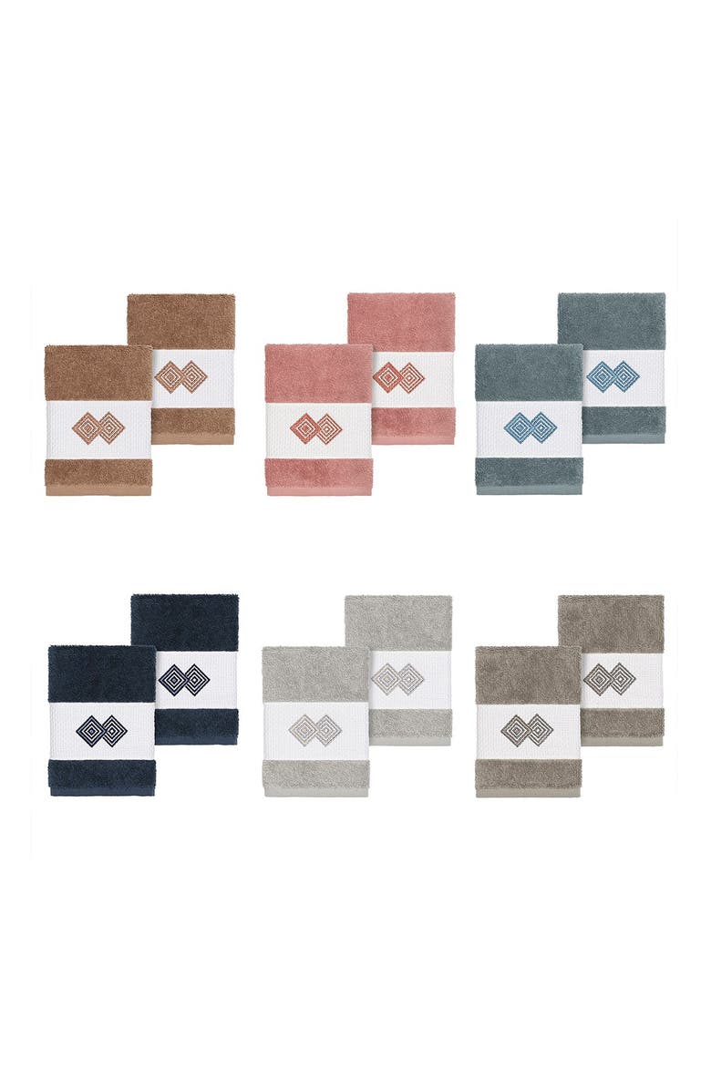 Linum Home Textiles Noah Embellished Washcloth - Set of 2 - Teal, Alternate, color, Teal