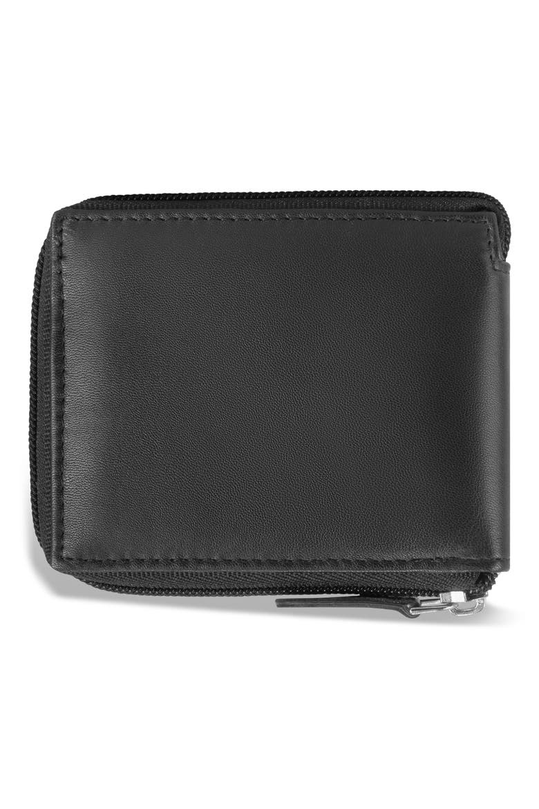Leather Zip Around Wallet, Alternate, color, BLACK