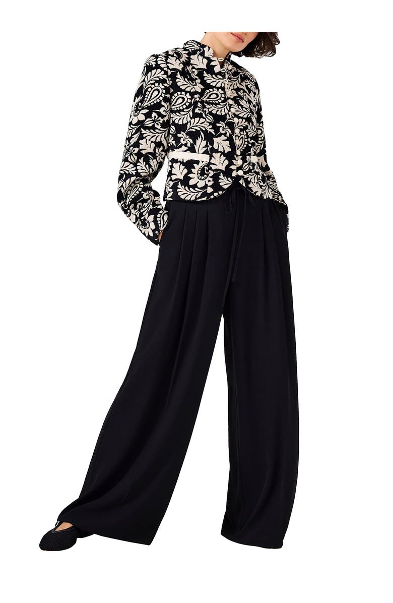 MINT VELVET Jacquard Floral Cropped Jacket, Alternate, color, Black