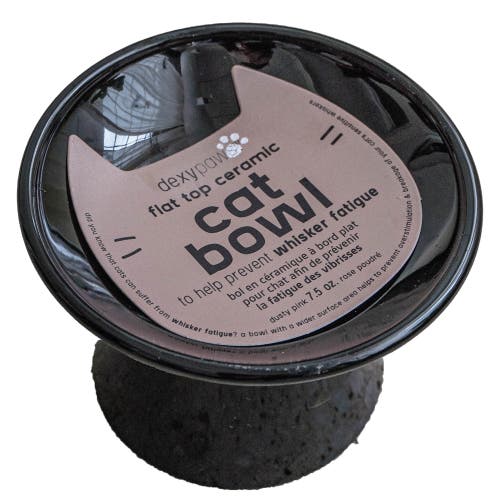 Dexypaws Flat Top Ceramic Bowl For Cats Black 7.5oz Capacity  product
