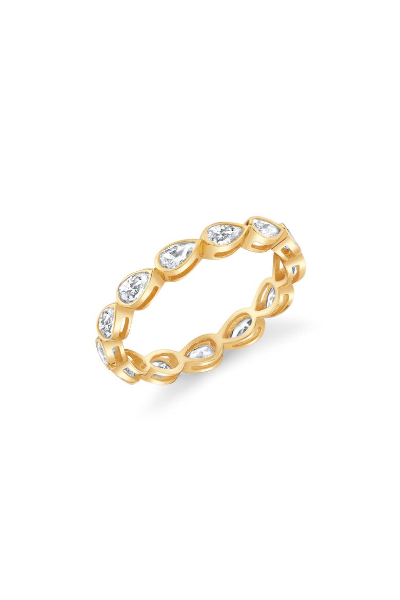 Pear-Cut Cubic Zirconia Eternity Band Ring, Main, color, 18KT YELLOW GOLD / CLEAR STONE