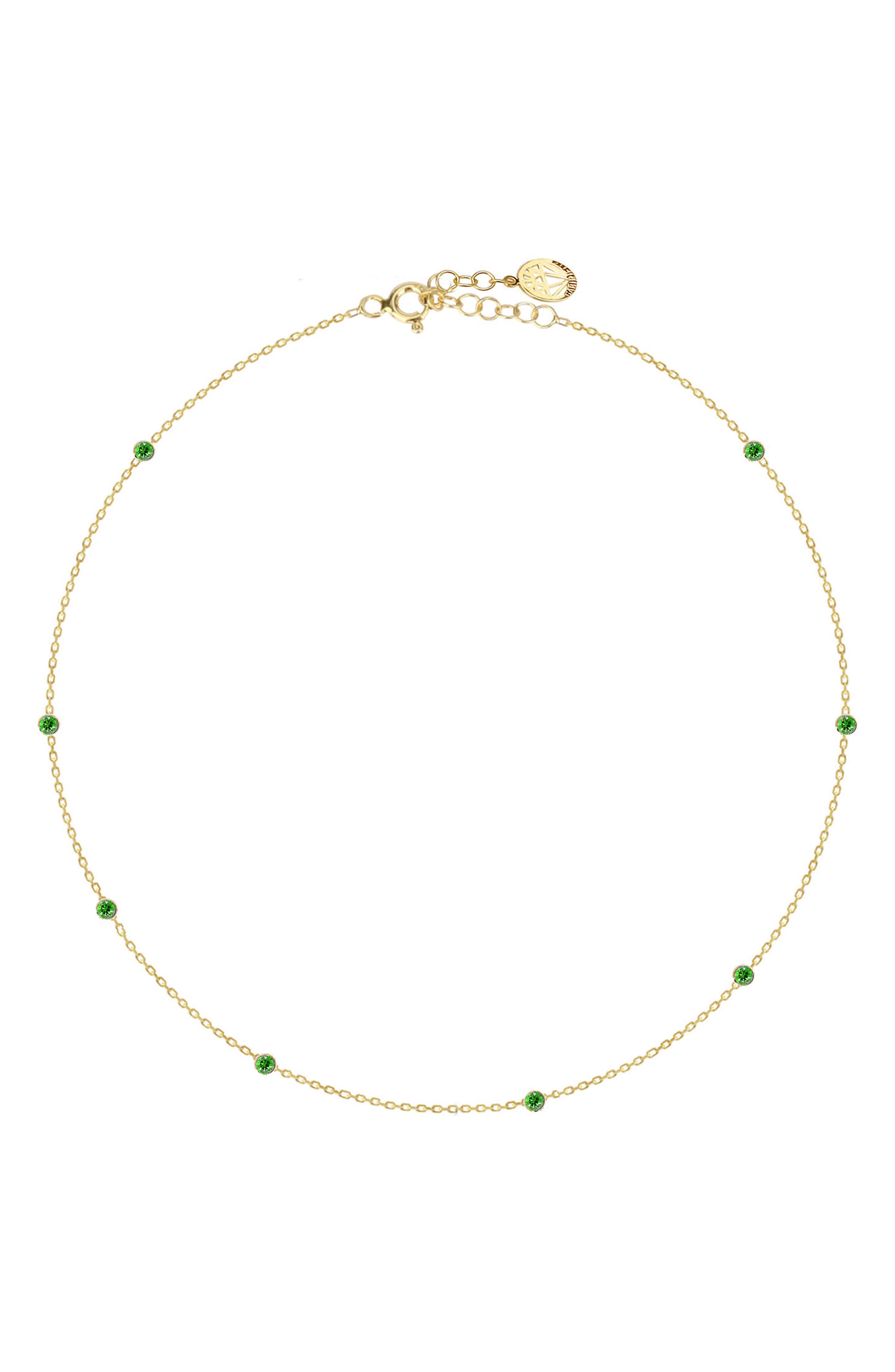 GABI RIELLE 14k Gold Plated Sterling Silver CZ Station Choker Necklace