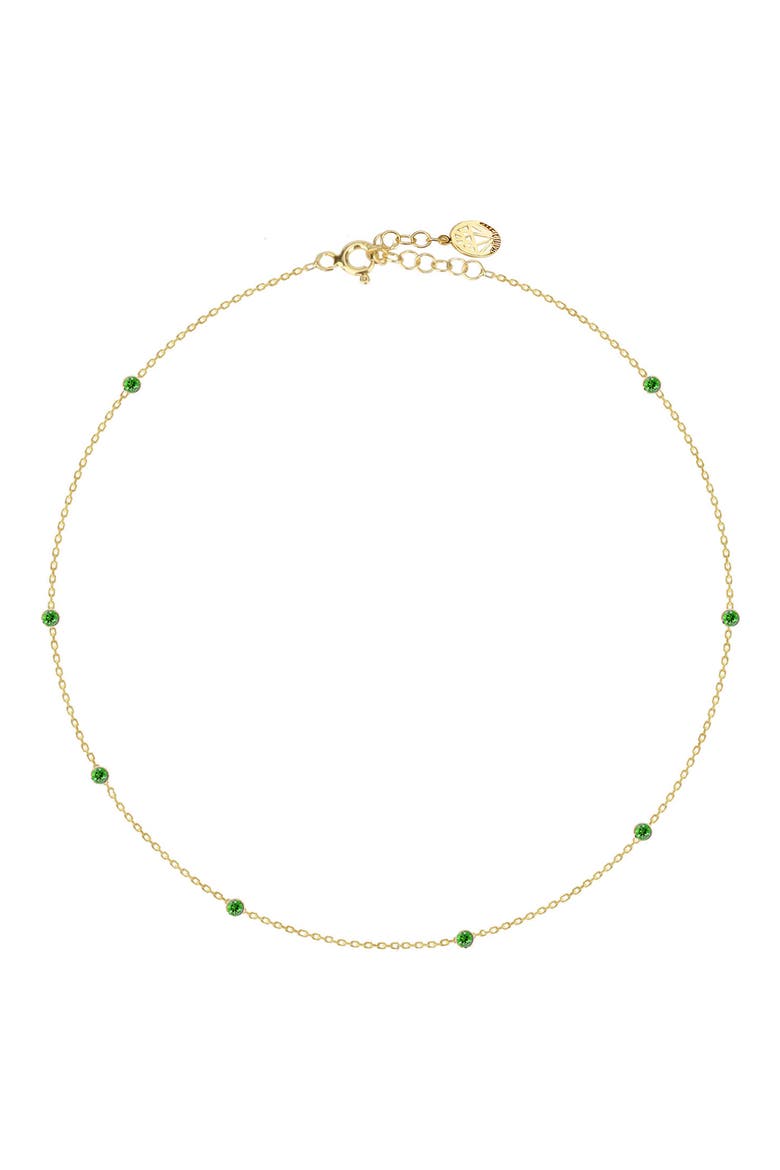 14k Gold Plated Sterling Silver CZ Station Choker Necklace, Main, color, GOLD