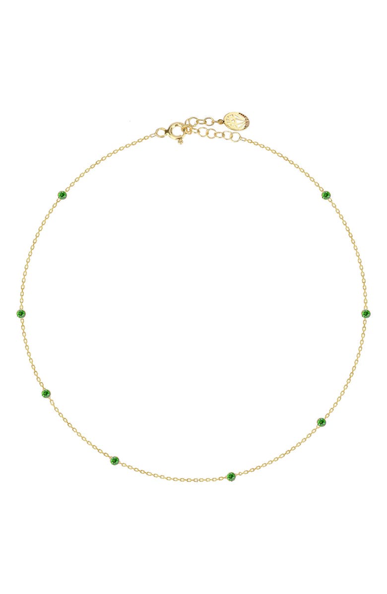 GABI RIELLE 14k Gold Plated Sterling Silver CZ Station Choker Necklace, Main, color, Gold