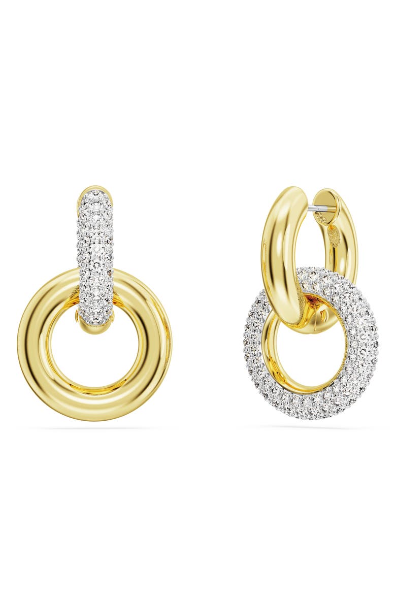 Swarovski Dextera Pavé Detachable Mismatched Hoop Drop Earrings, Main, color, Gold