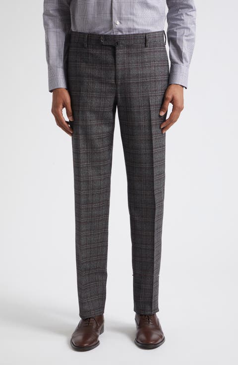 Brown & Grey Check Wool Suit