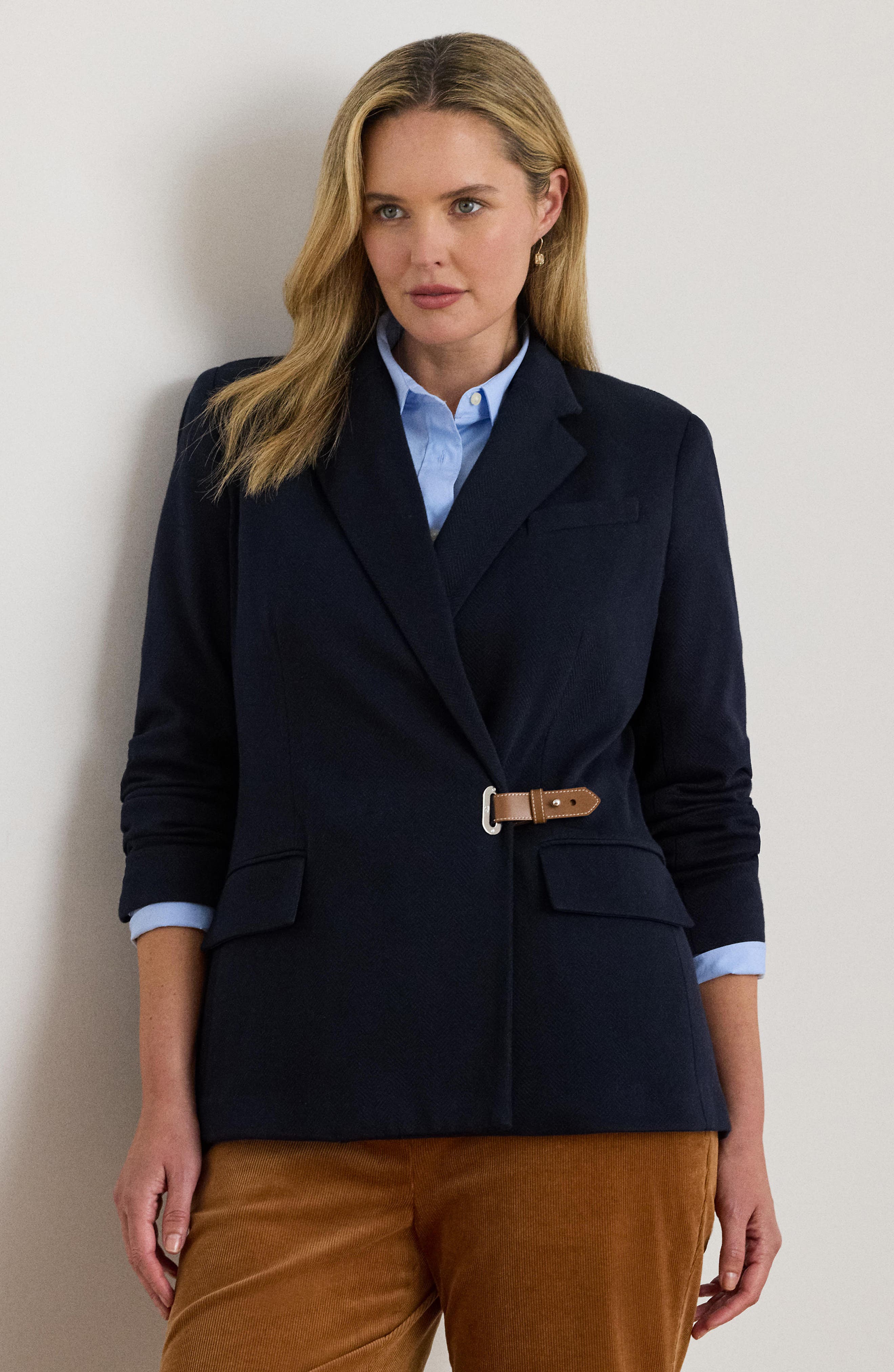 Herringbone Jacquard Buckle Blazer - image 2