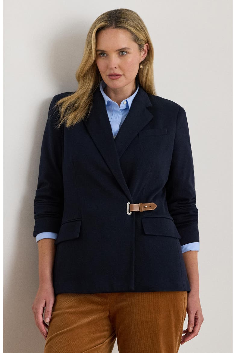 Herringbone Jacquard Buckle Blazer, Alternate, color, LAUREN NAVY