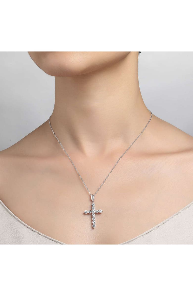 Lafonn Classic Simulated Diamond Cross Pendant Necklace, Alternate, color, 
