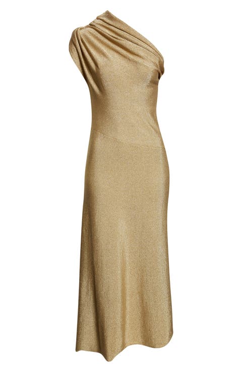 Coast Metallic Knit One-Shoulder Dress